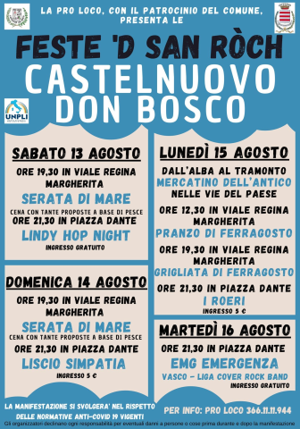 Castelnuovo Don Bosco | Feste 'd San Ròch (edizione 2022)